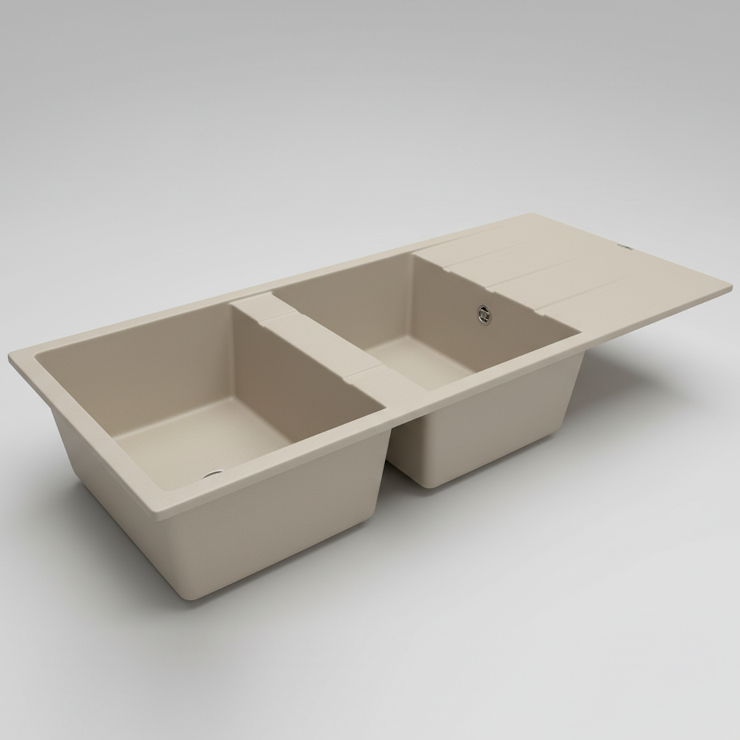 Évier Granit Lisbon 116x50 cm - 2 Bacs + Égouttoir