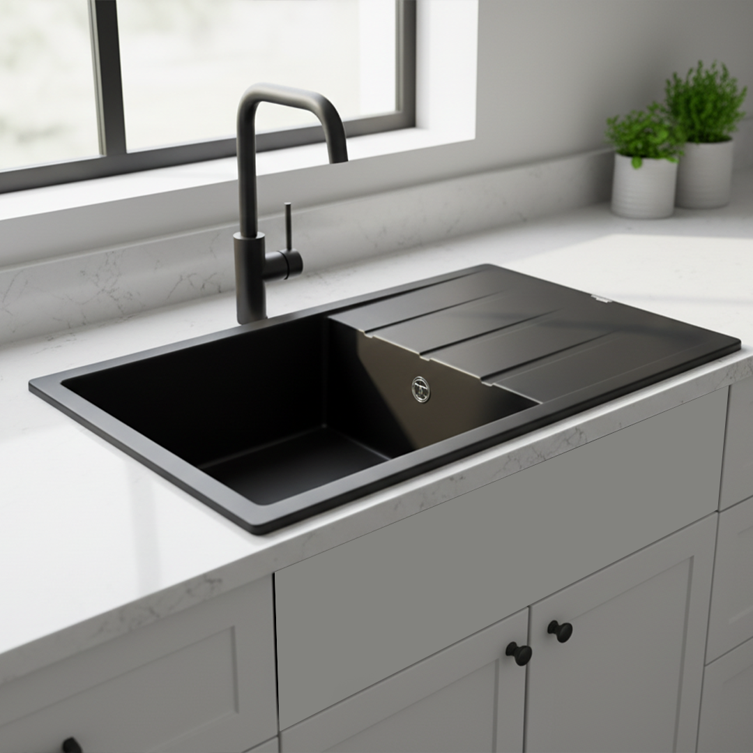 Évier Granit Lisbon 85x50 cm - 1 Bac + Égouttoir