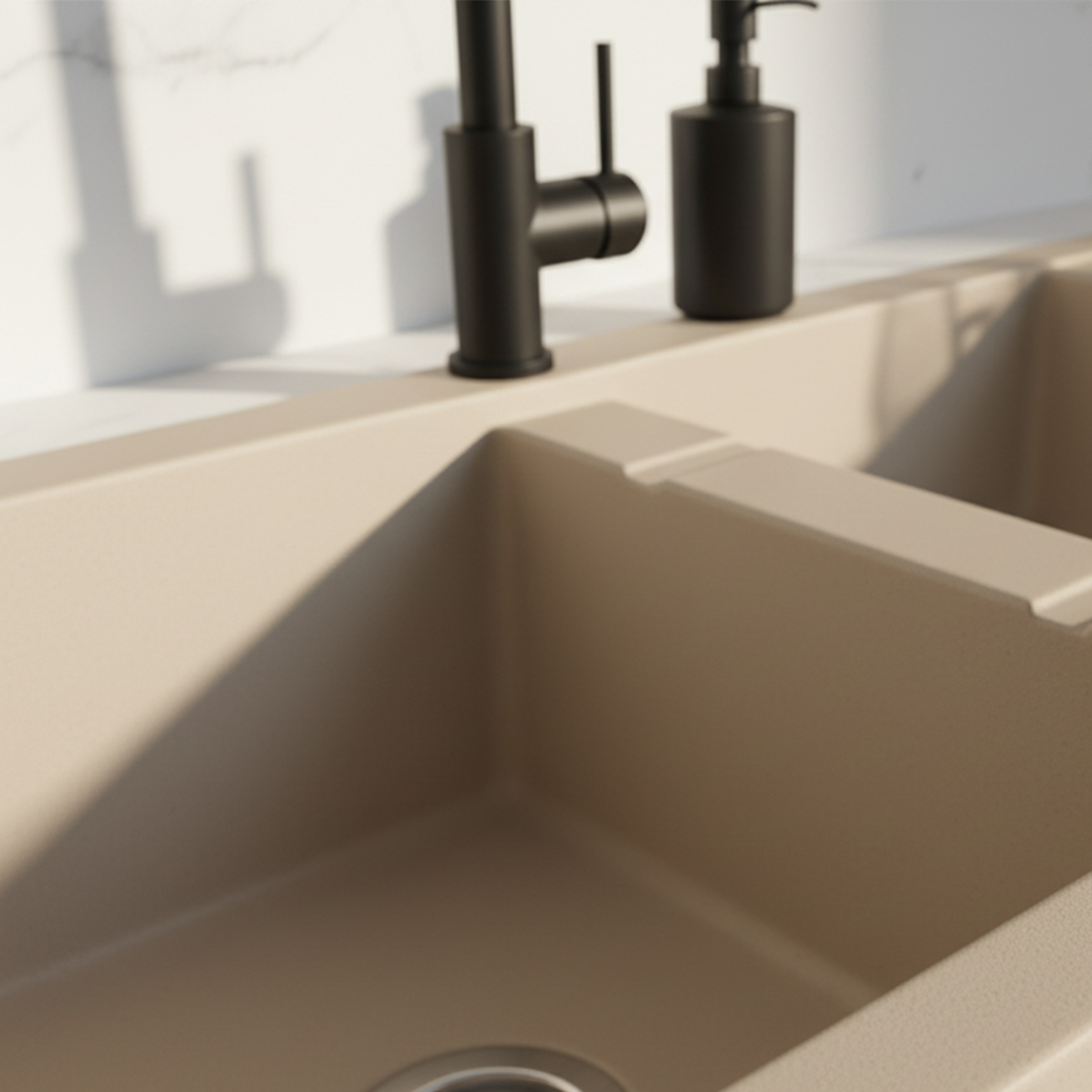 Évier Granit Lisbon 116x50 cm - 2 Bacs + Égouttoir