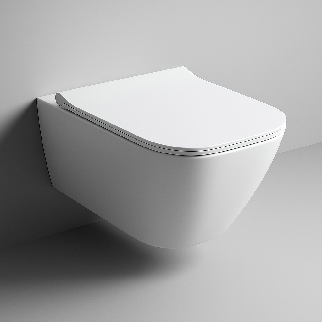 Pack Cuvette WC Suspendue Geberit Smyle Square Carénée Rimfree® avec Fixations Cachées et Abattant Soft-Close Antibactérien Déclipsable