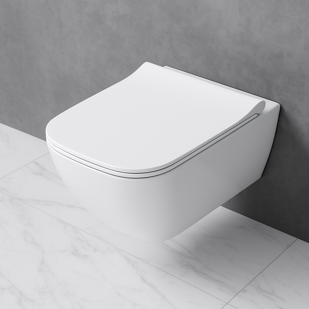 Pack Cuvette WC Suspendue Geberit Smyle Square Carénée Rimfree® avec Fixations Cachées et Abattant Soft-Close Antibactérien Déclipsable