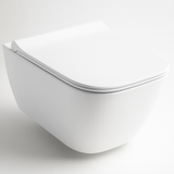 Pack Cuvette WC Suspendue Geberit Smyle Square Carénée Rimfree® avec Fixations Cachées et Abattant Soft-Close Antibactérien Déclipsable