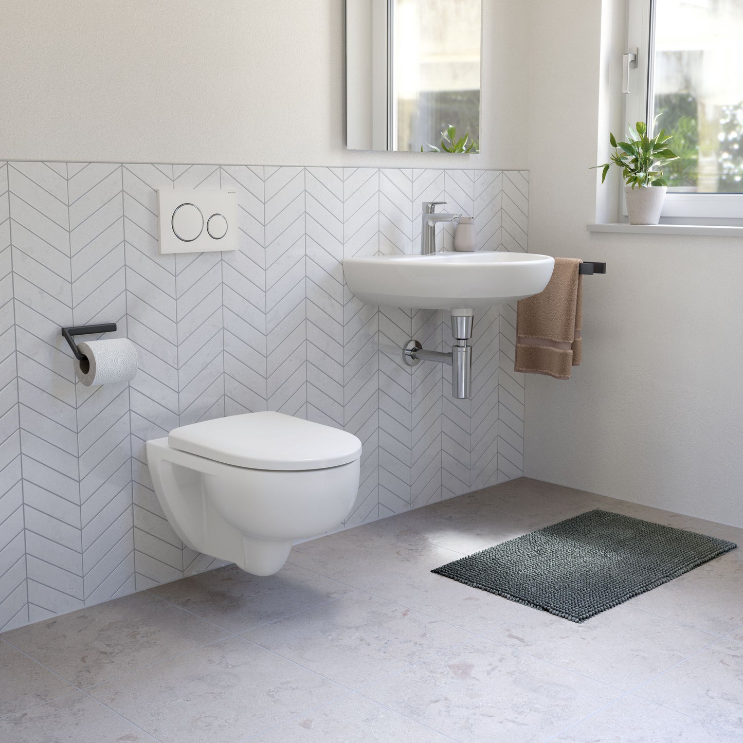 Pack Cuvette WC Suspendue Geberit Selnova Rond avec Abattant Standard Antibactérien