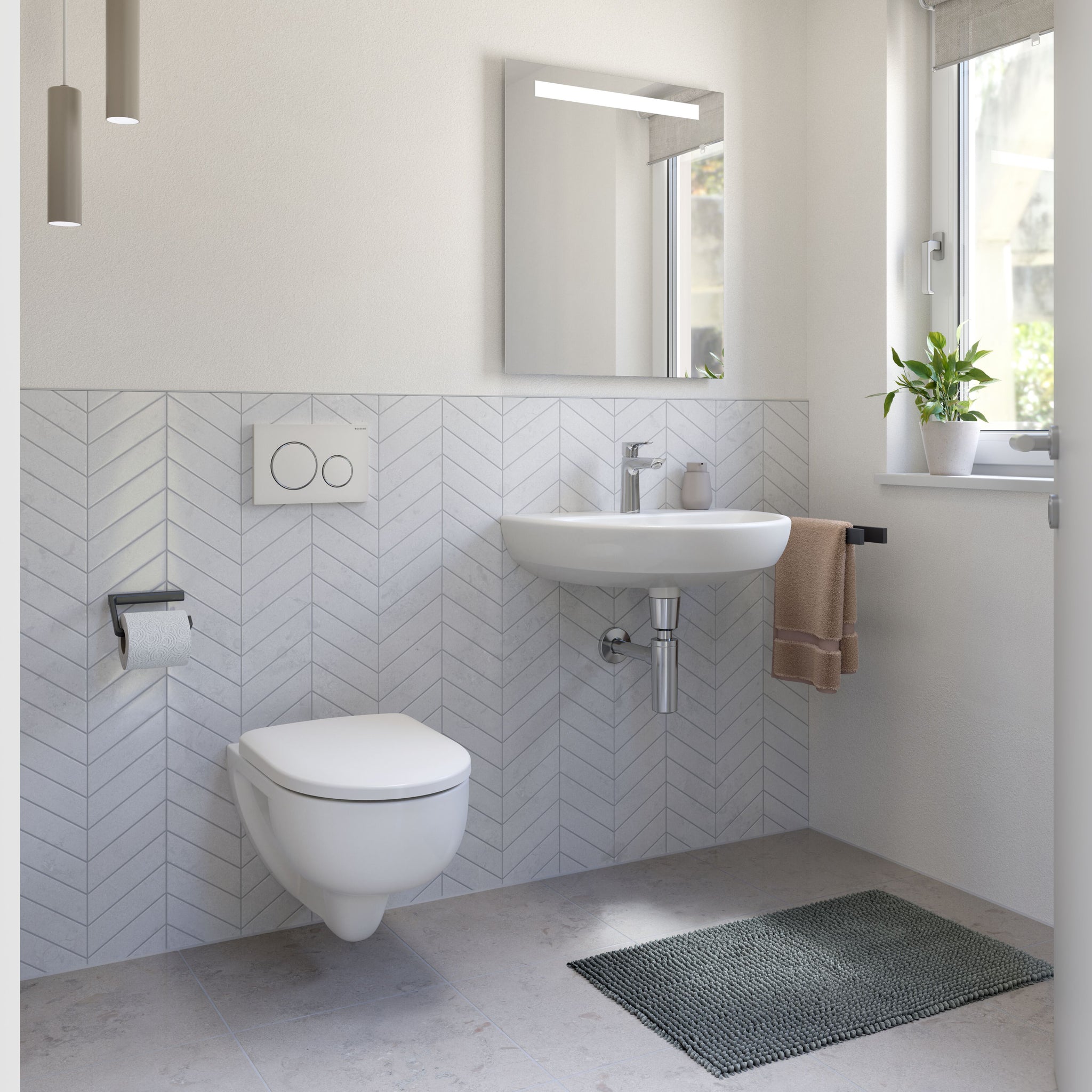 Pack Cuvette WC Suspendue Geberit Selnova Rond avec Abattant Standard Antibactérien