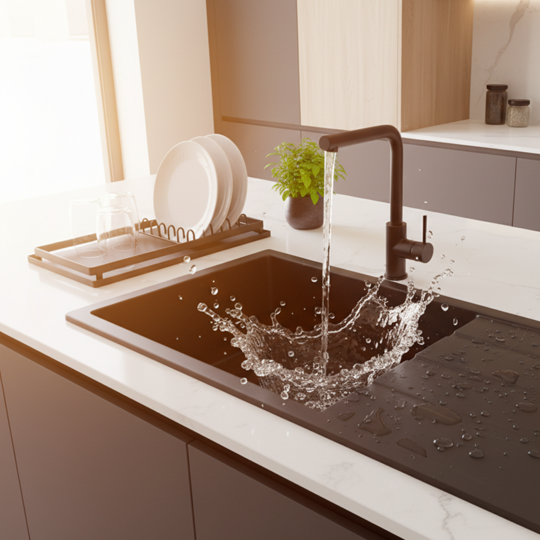 Évier Granit Lisbon 85x50 cm - 1 Bac + Égouttoir