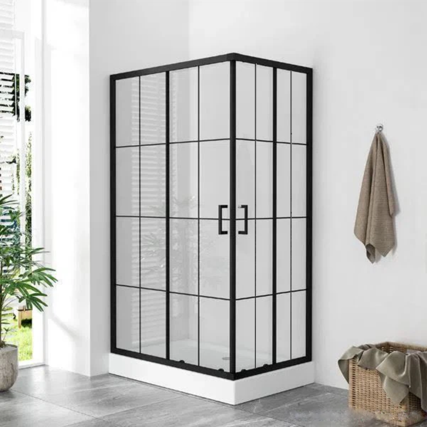 Cabine de douche noire Black Line - 120x80 cm Double Porte