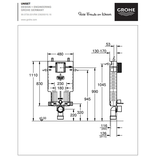 Bâti de chasse encastré Grohe silencieux (Silver)