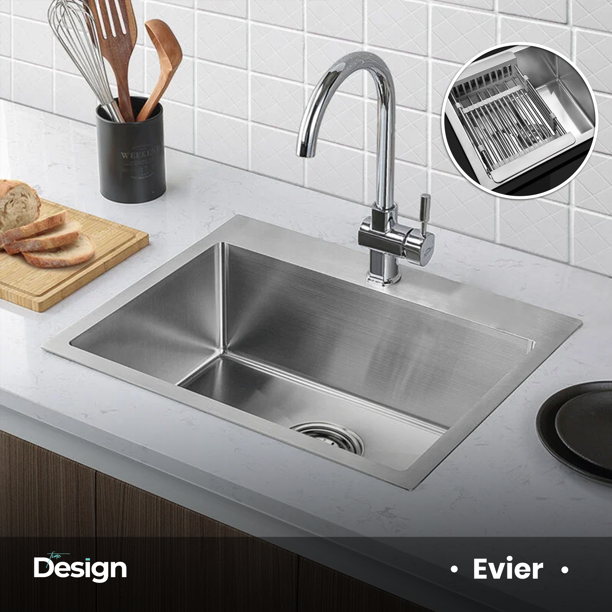 Evier Inox 1 bac - Time Design