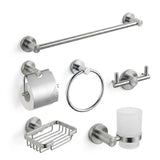 Ensemble De 6 Piéces D'accessoires De Toilette en Aluminium Chrome Brossé