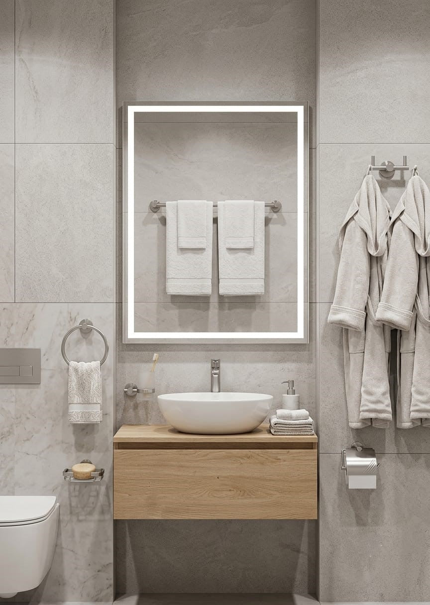 Ensemble De 6 Piéces D'accessoires De Toilette en Aluminium Chrome Brossé