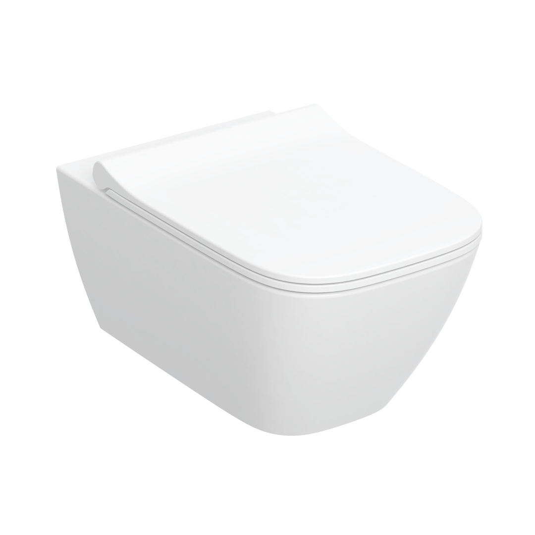 Pack Cuvette WC Suspendue Geberit Smyle Square Carénée Rimfree® avec Fixations Cachées et Abattant Soft-Close Antibactérien Déclipsable