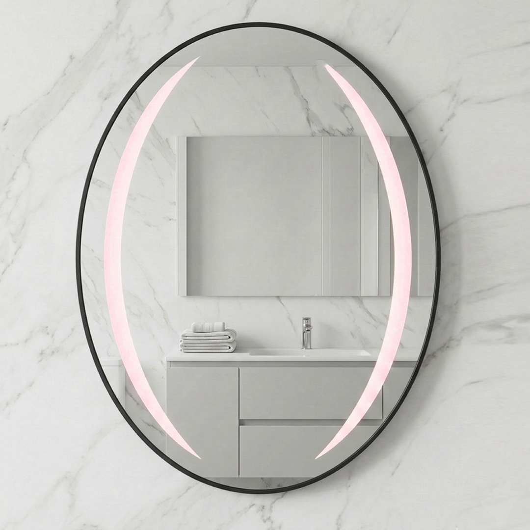 Miroir ovale avec cadre alluminum 80/60cm