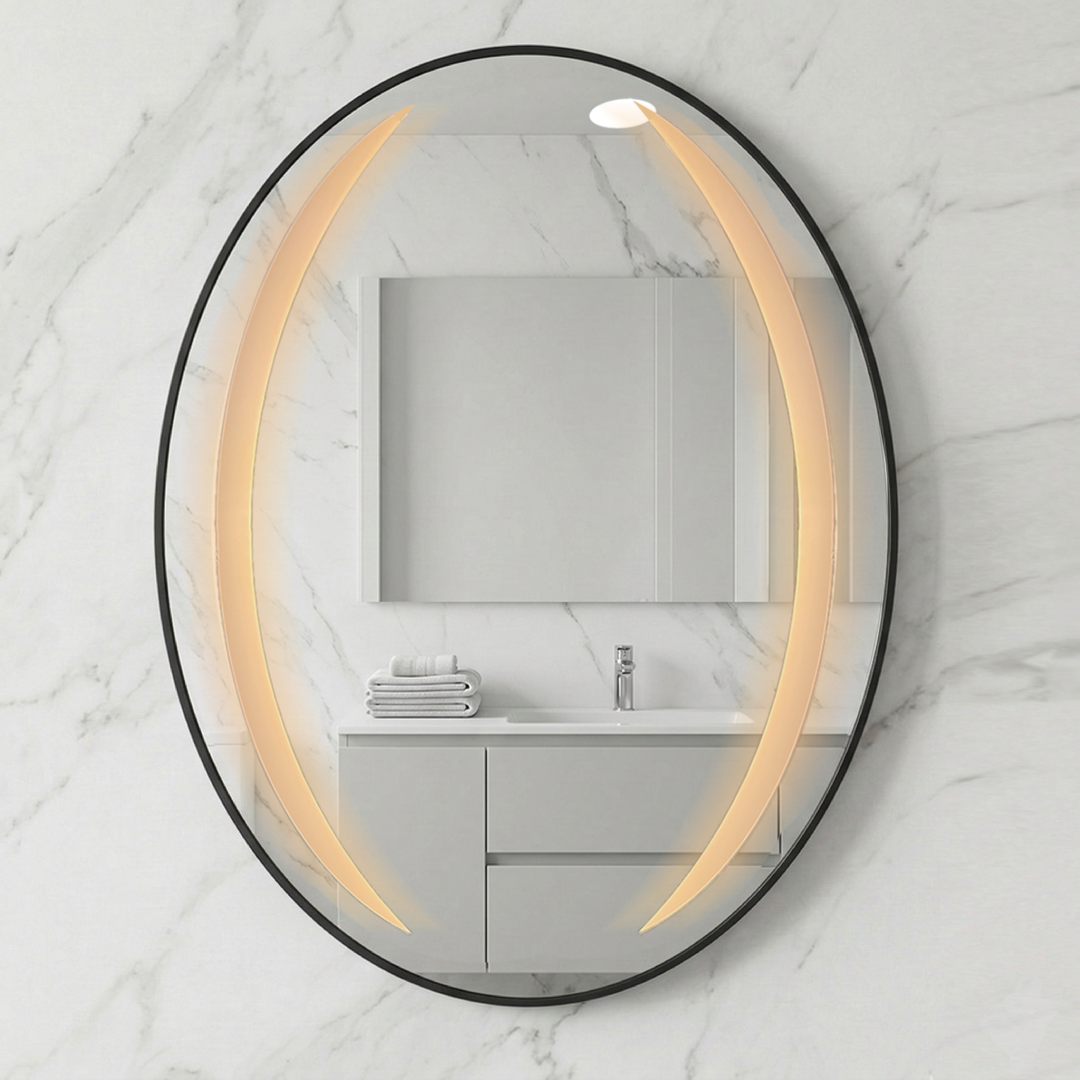 Miroir ovale avec cadre alluminum 80/60cm
