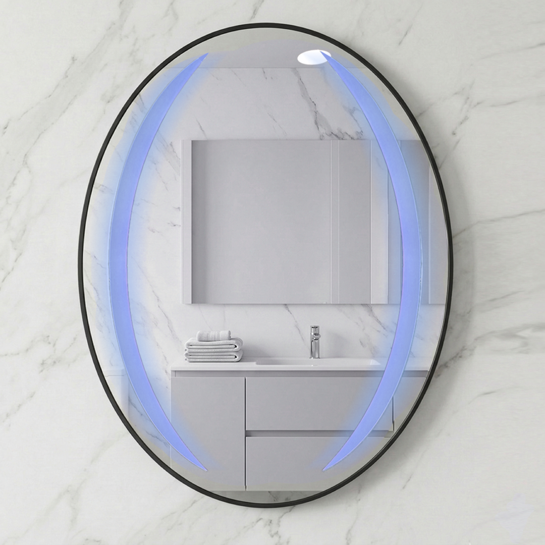 Miroir ovale avec cadre alluminum 80/60cm