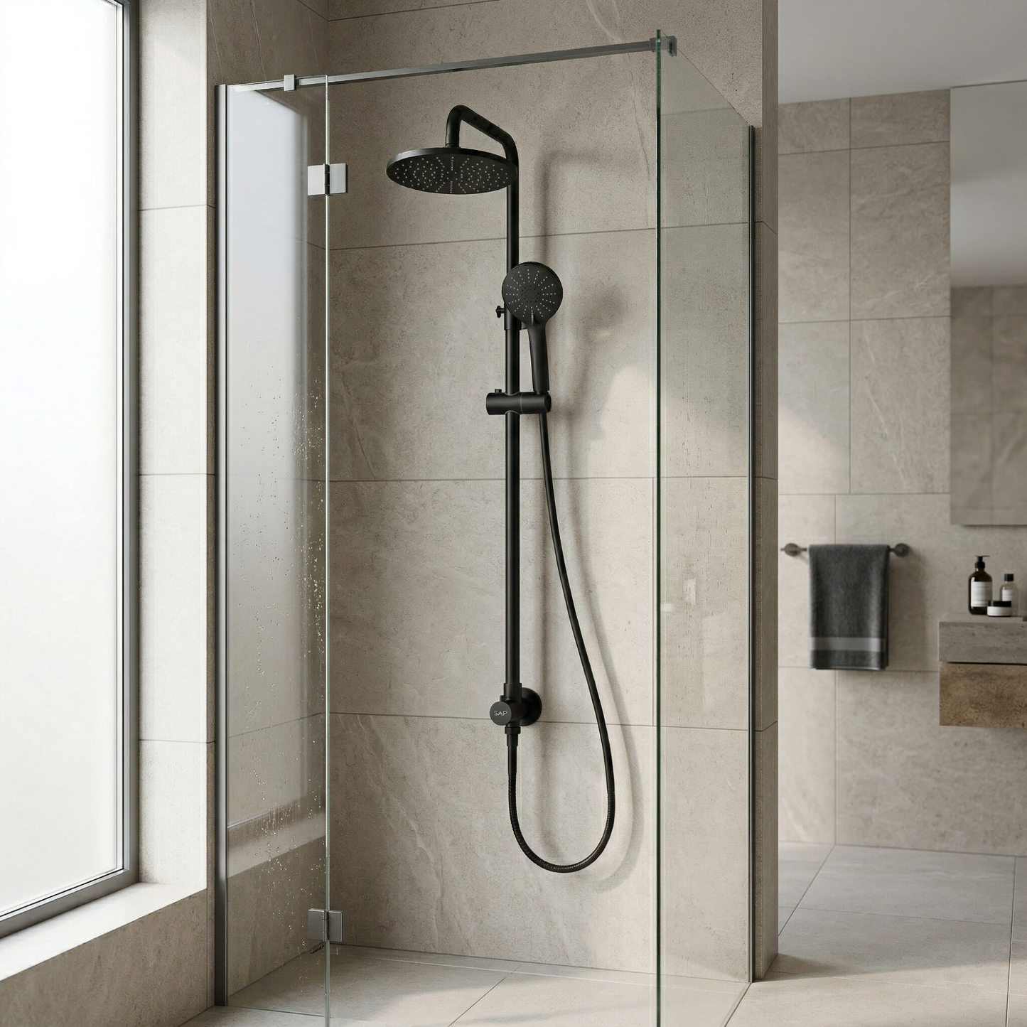 Colonne de Douche SAP Noir Mat + Inverseur - Time Design