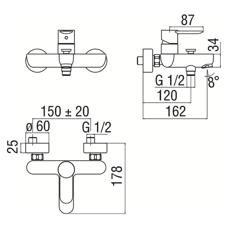 Mitigeur bain-douche SAND mural nobili - Time Design
