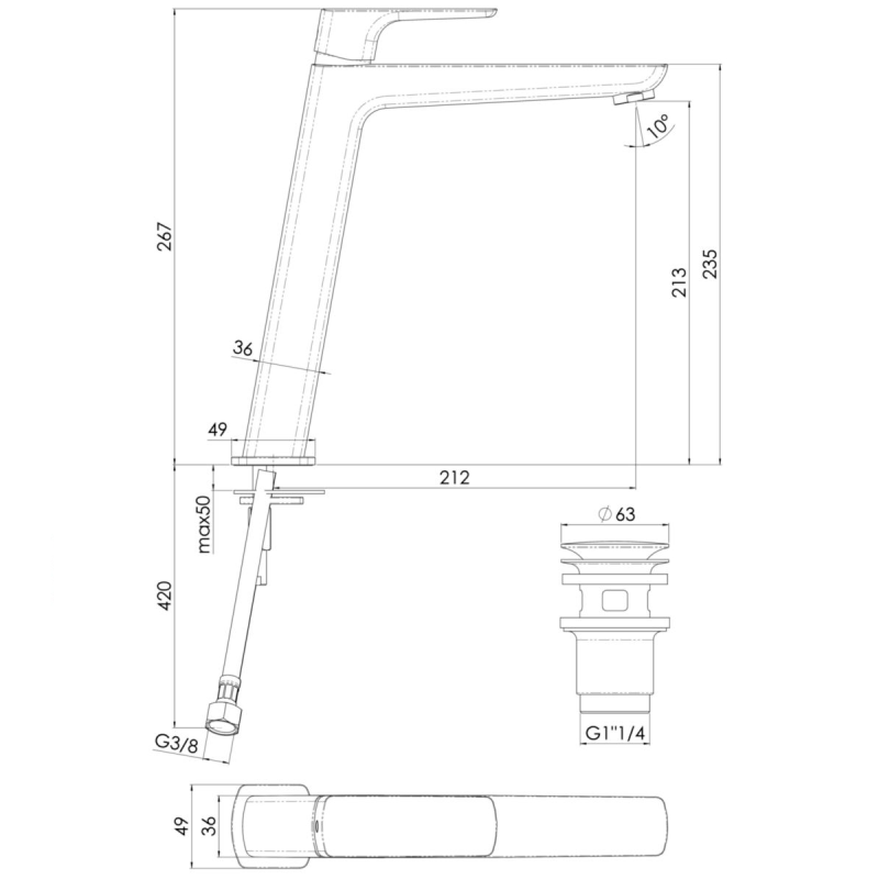 Mitigeur vasque long rehausse SAND avec vidage Nobili - Time Design