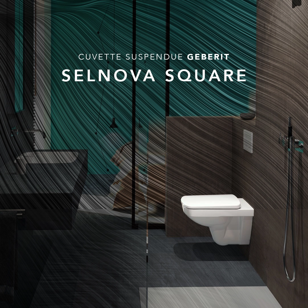 Cuvette WC Suspendue Geberit Selnova Square avec Abattant simple
