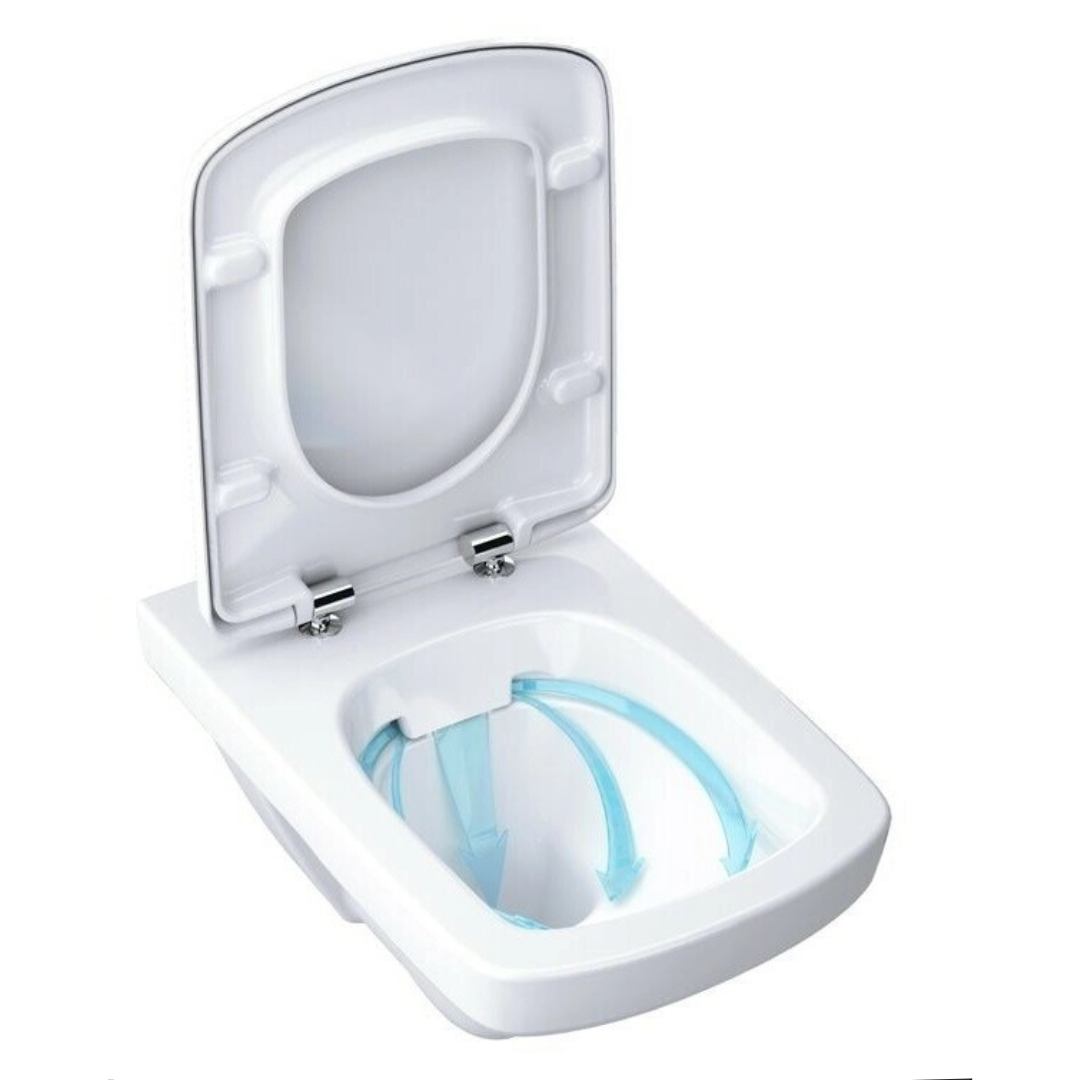 Cuvette WC Suspendue Premium Square Rimfree avec Abattant Soft-Close -