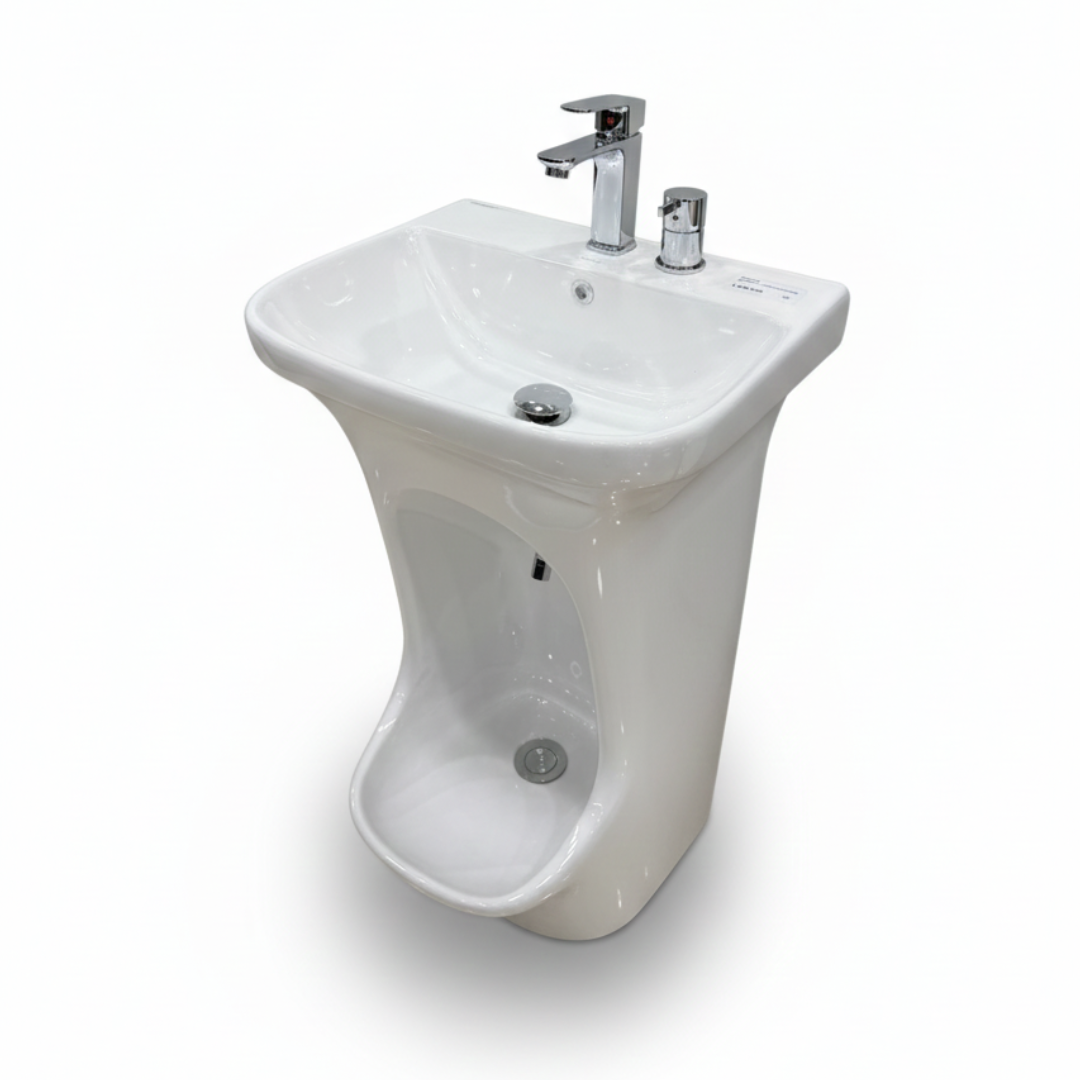 Ensemble Lavabo sur Colonne avec Bidet Intégré + Robinetterie