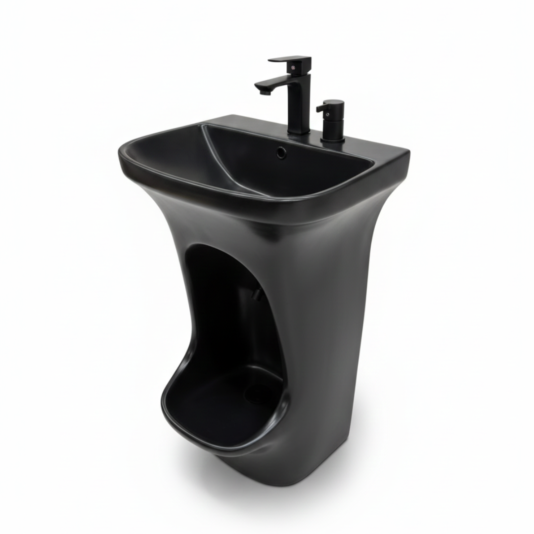 Ensemble Lavabo sur Colonne avec Bidet Intégré + Robinetterie