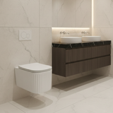 Cuvette WC Suspendue Striée Rimless avec Abattant Soft-Close