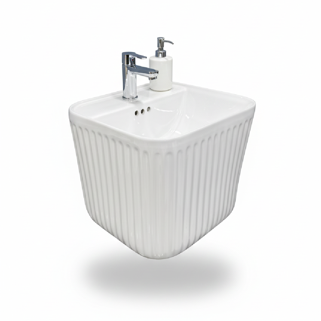 Lavabo Monobloc Design Strié - Dimensions 44x43 cm