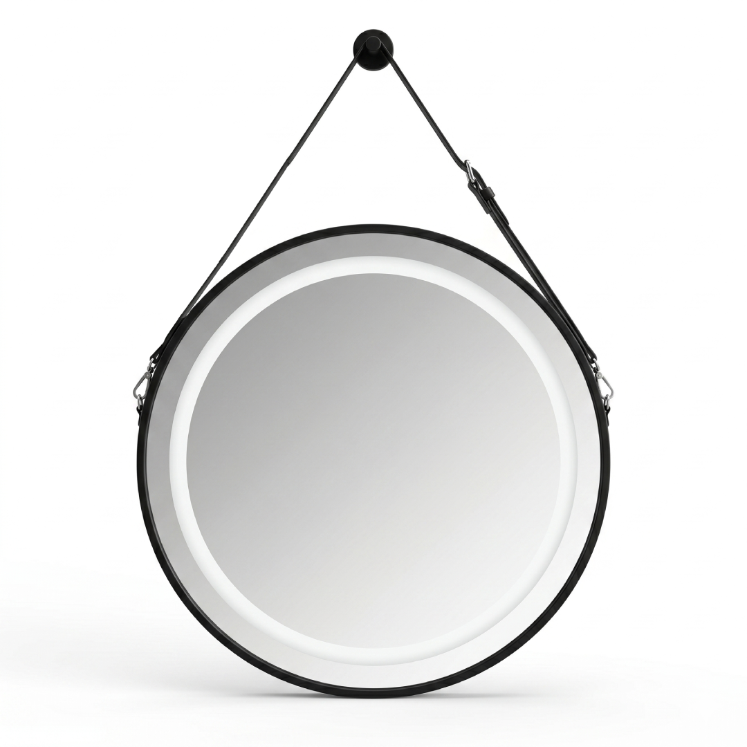 Miroir LED Rond avec Ceinture et Cadre Noir (Ø 60 cm)