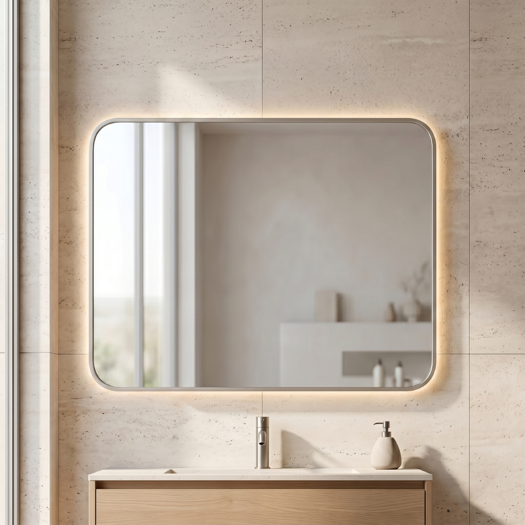 Miroir LED Rectangulaire  Cadre Chrome – (80x60 cm) J537 | INOVA