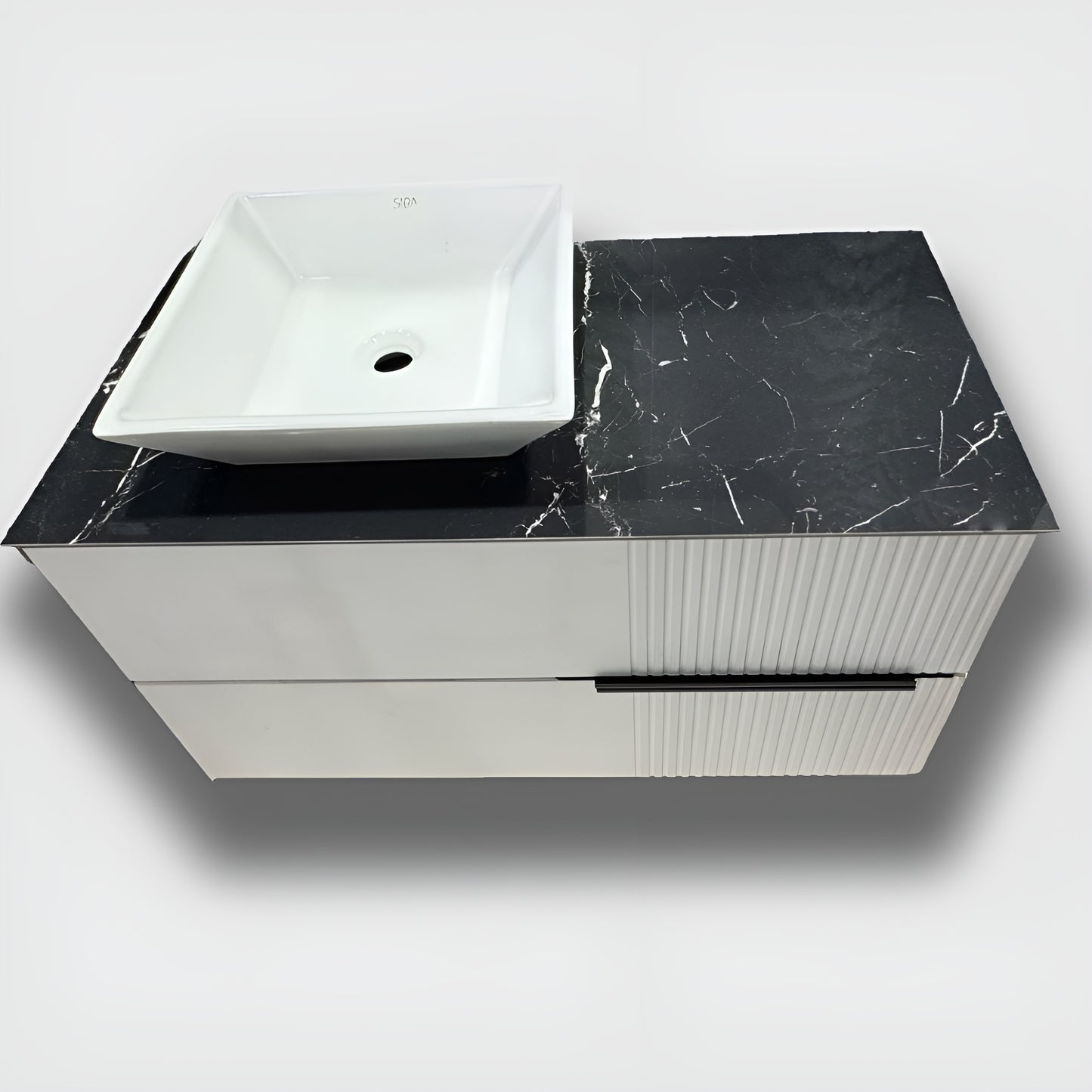 Meuble de salle de bain Novello 100 cm en PVC + vasque à poser Square