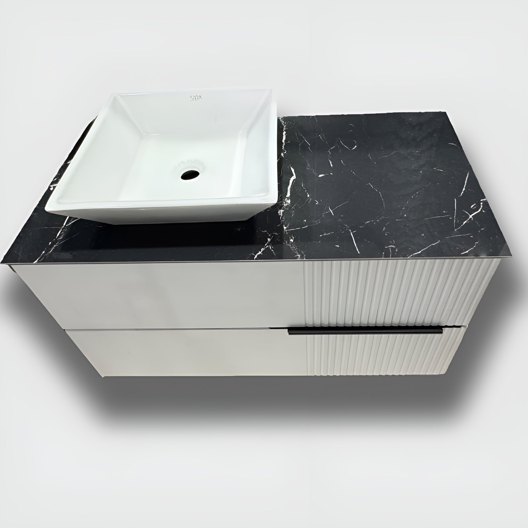 Meuble de salle de bain Novello 100 cm en PVC + vasque à poser Square