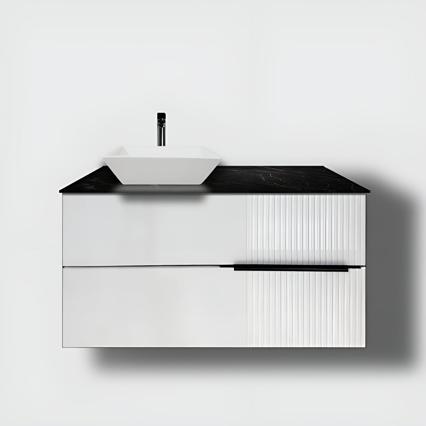 Meuble de salle de bain Novello 100 cm en PVC + vasque à poser Square