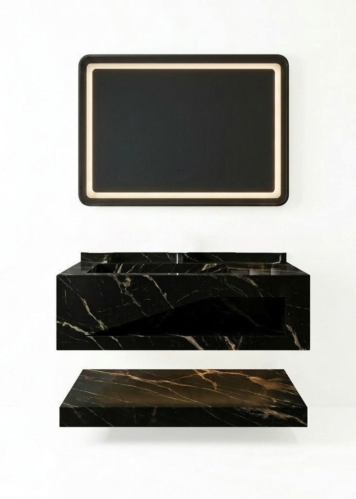 Pack Meuble Grès Calacata Noir 100CM - Time Design