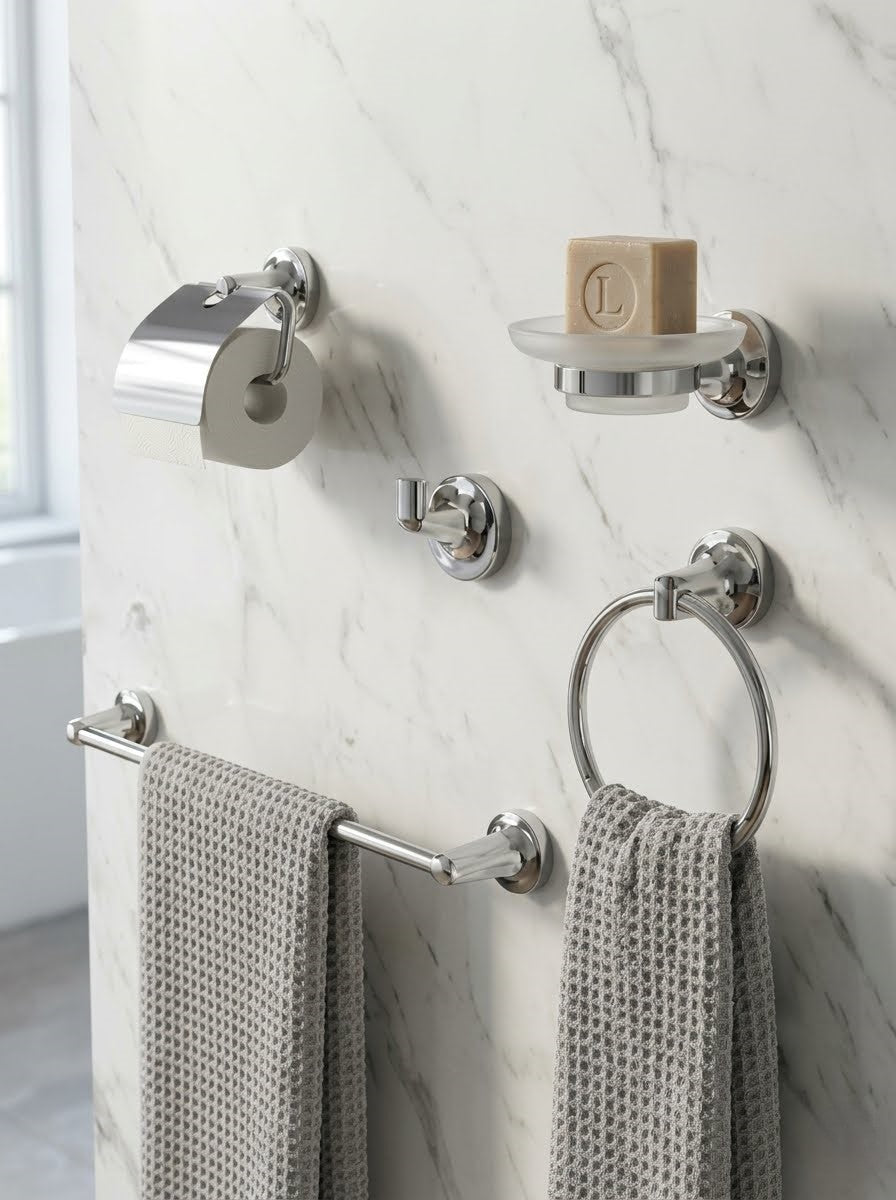 KIT D'ACCESSOIRES SALE DE BAIN KLUDI RAK PEARL CHROME
