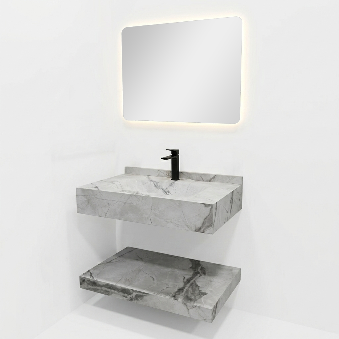 Pack Salle de Bain Premium : Grès Cérame Marbré Gris