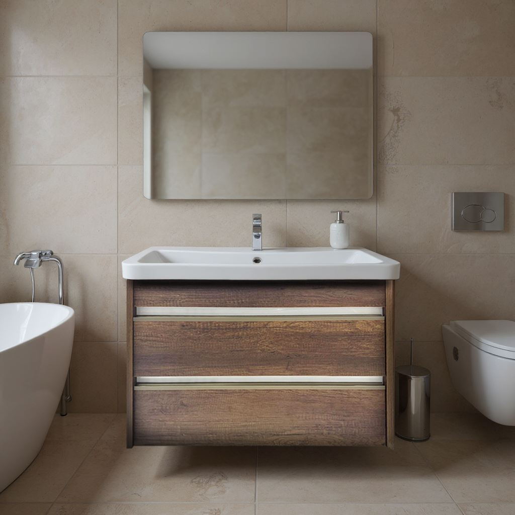 Meuble double tiroirs marron 80 cm