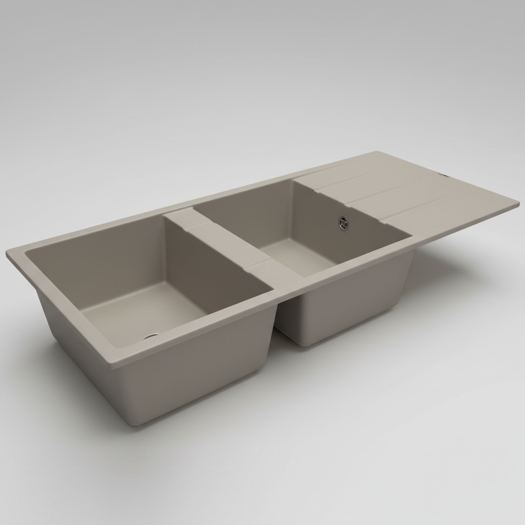 Évier Granit Lisbon 116x50 cm - 2 Bacs + Égouttoir