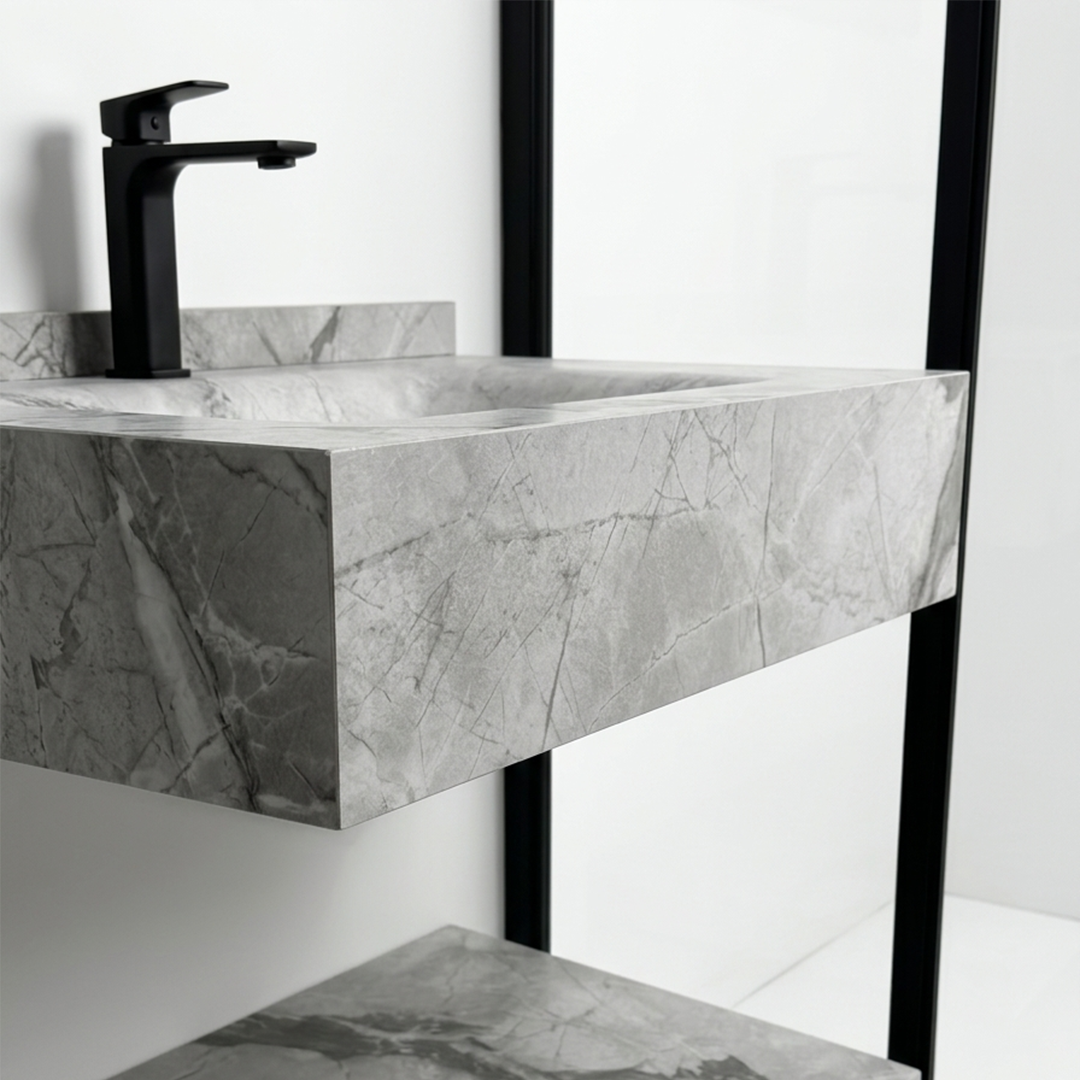 Pack Salle de Bain Premium : Grès Cérame Marbré Gris