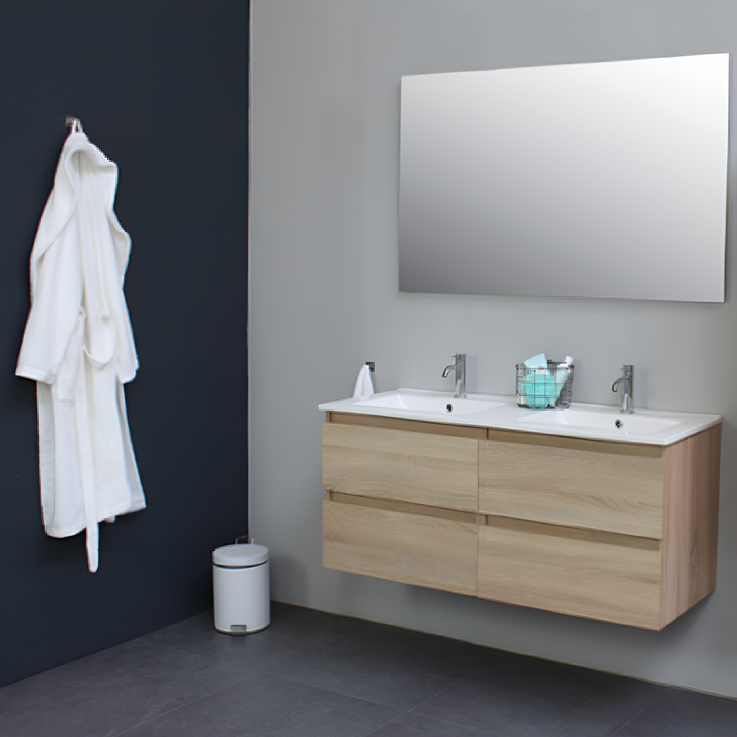 Meuble double vasque avec 4 tiroirs beige