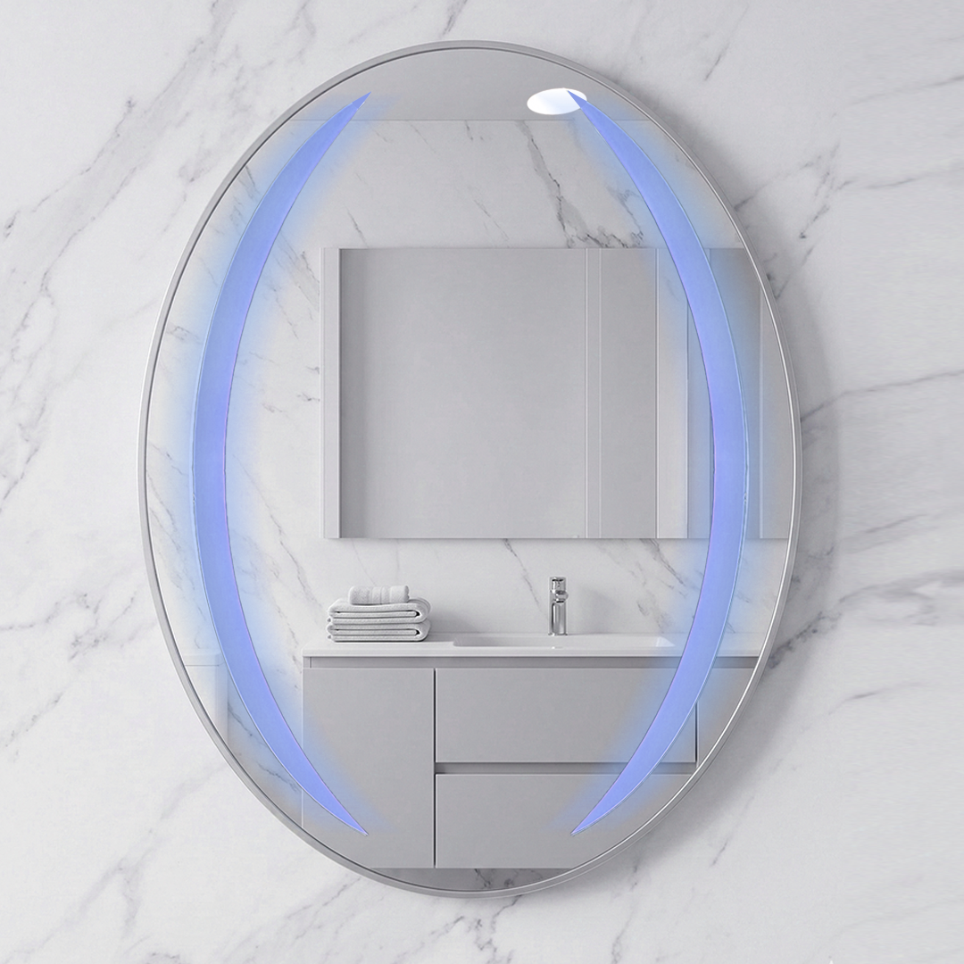 Miroir ovale avec cadre alluminum 80/60cm
