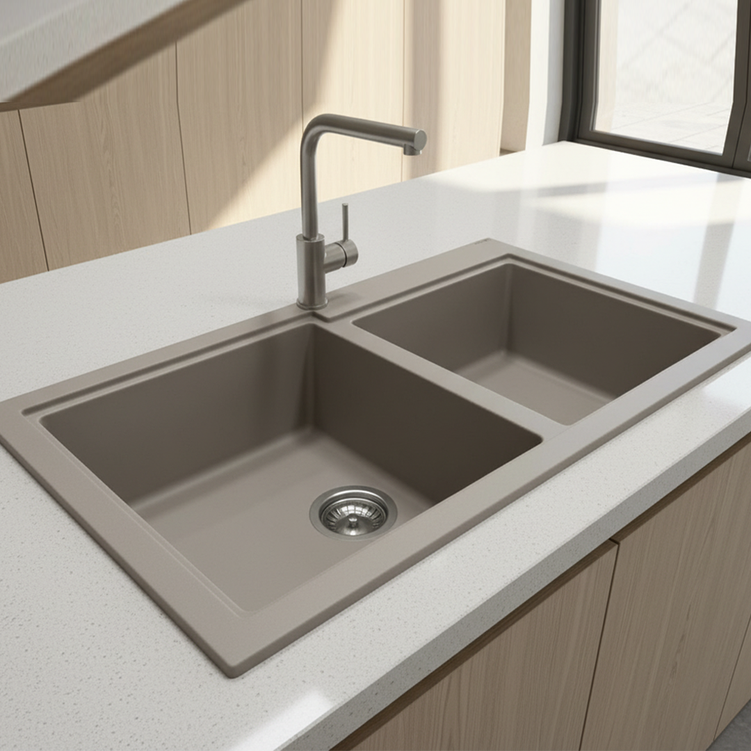 Évier Granit Eurêka 86x50 cm - 2 Bacs