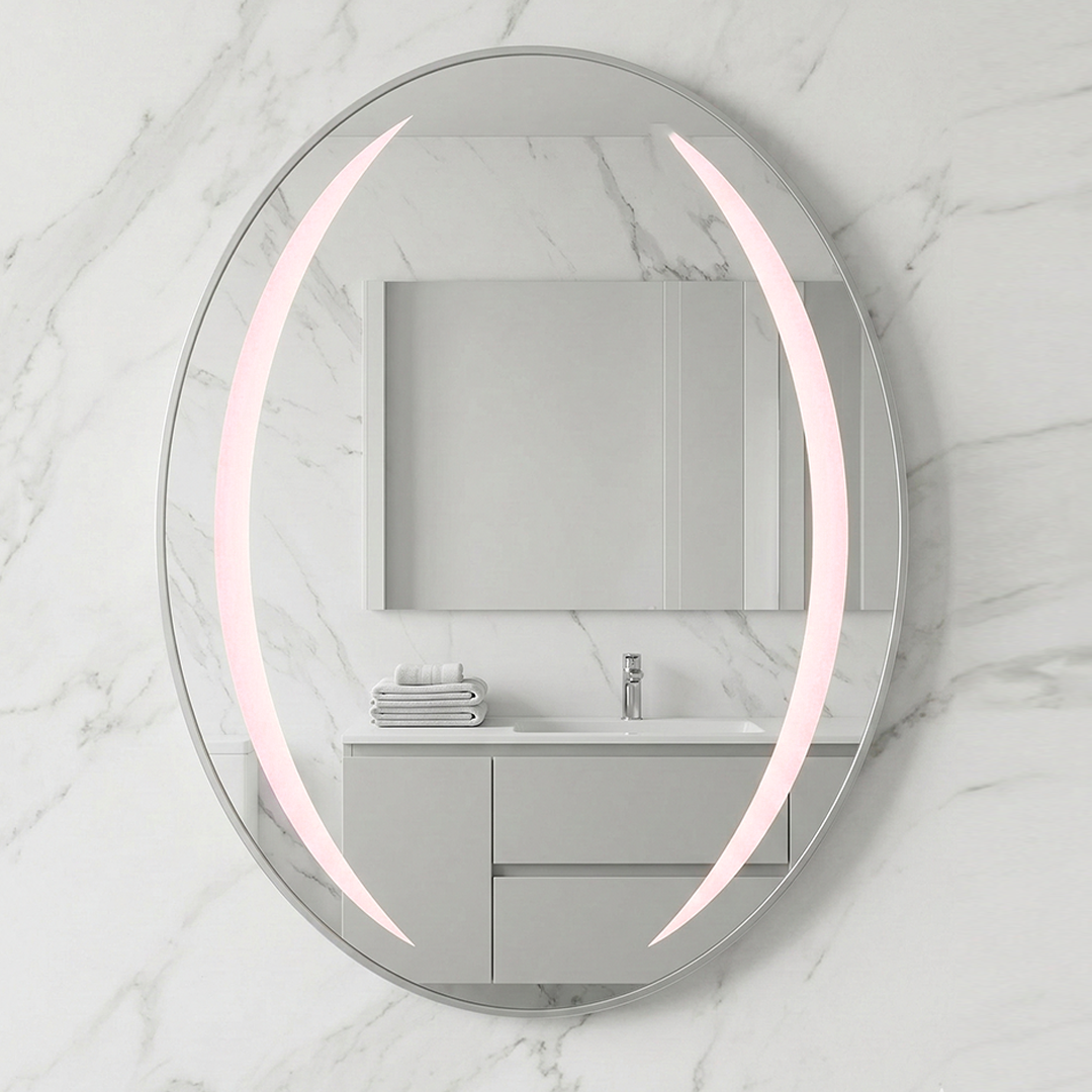 Miroir ovale avec cadre alluminum 80/60cm