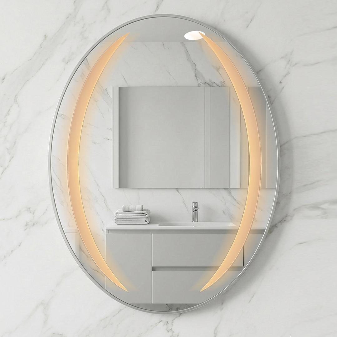 Miroir ovale avec cadre alluminum 80/60cm